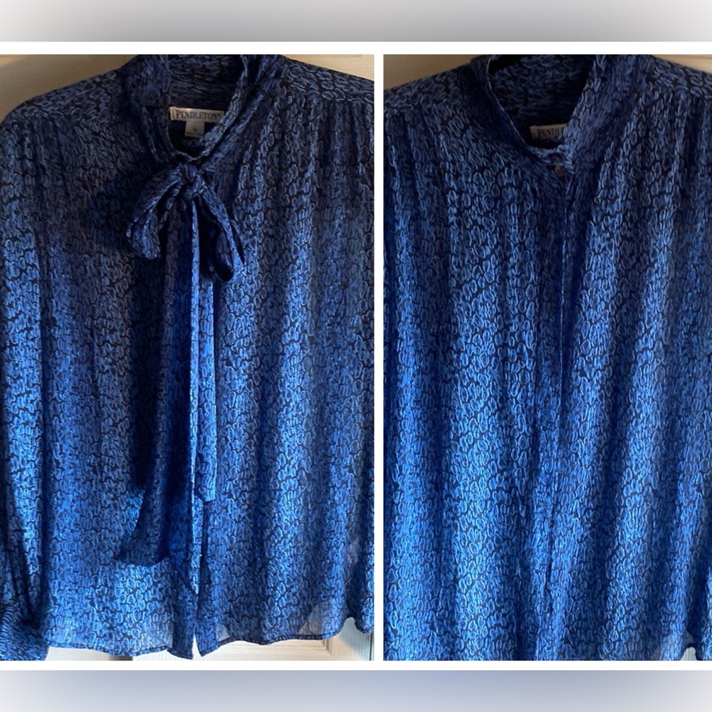 Pendleton Long Sleeve Detachable Bow Button Down … - image 1